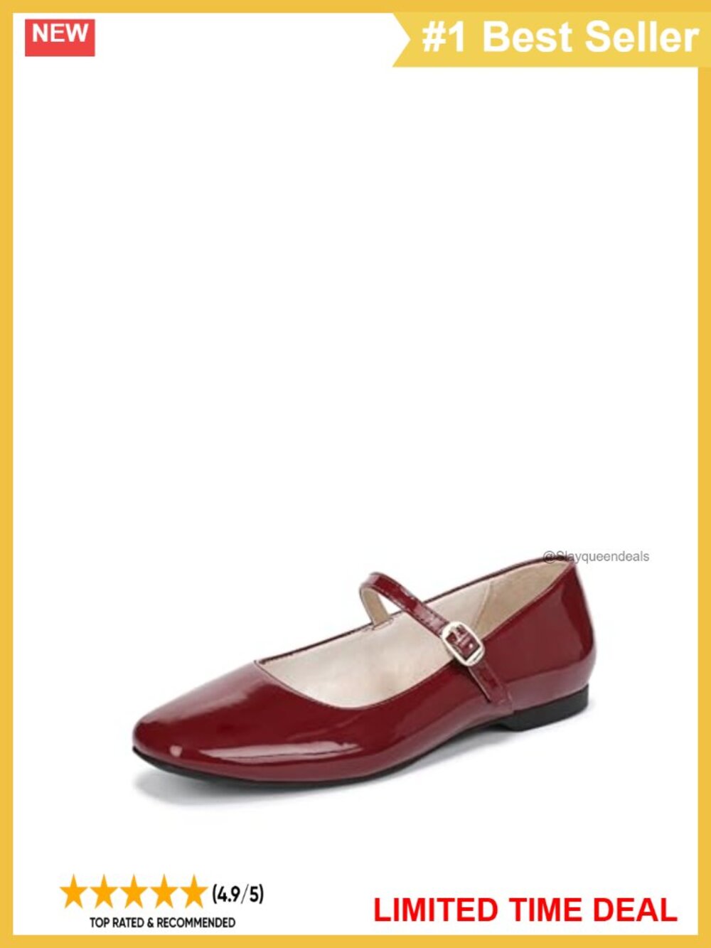Mary Jane Flats Square Toe Buckle Slip-On Comfort Shoes